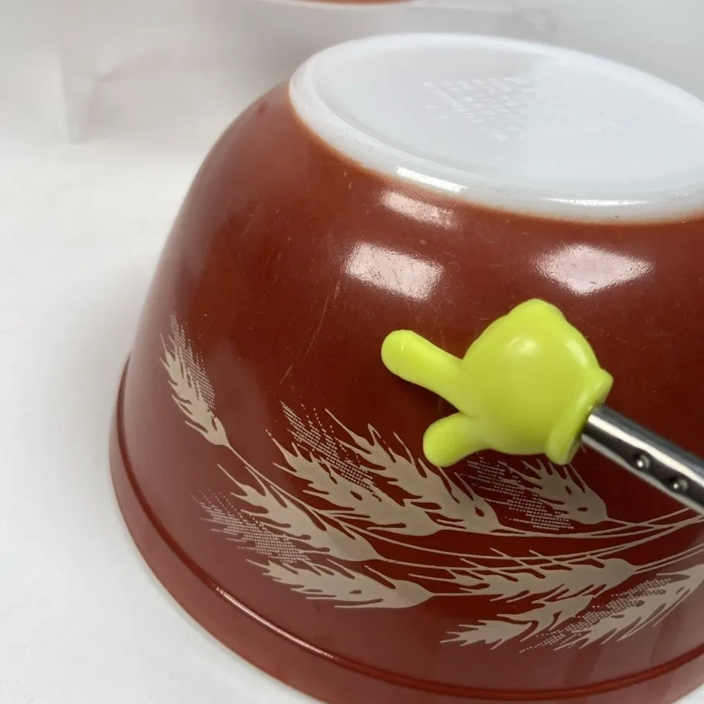 Vintage Pyrex Nesting Bowls Autumn Harvest Wheat 1970’s Set Of 3 Cottagecore